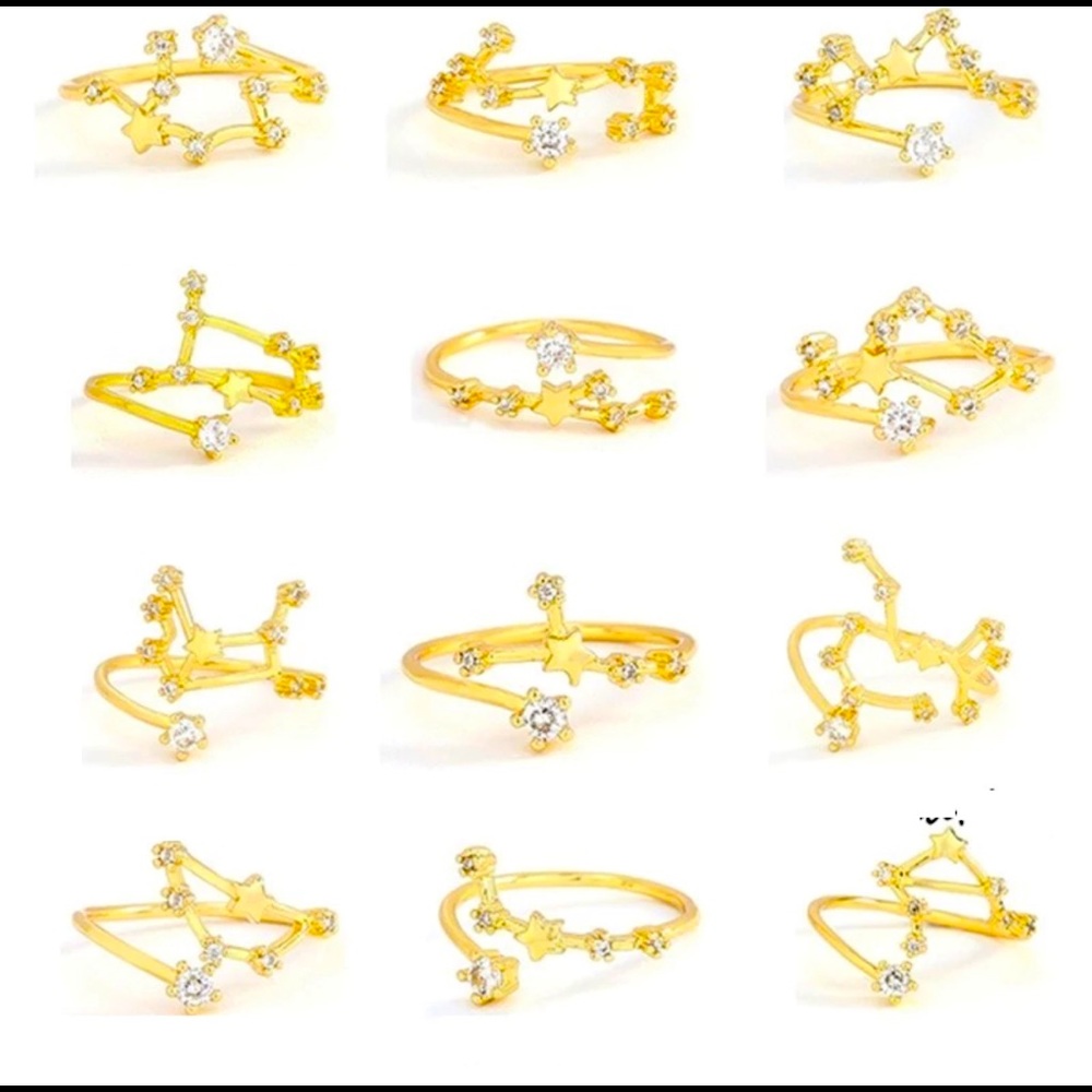 12 Constellations ring fashion Zodiac signs perfect for gift.